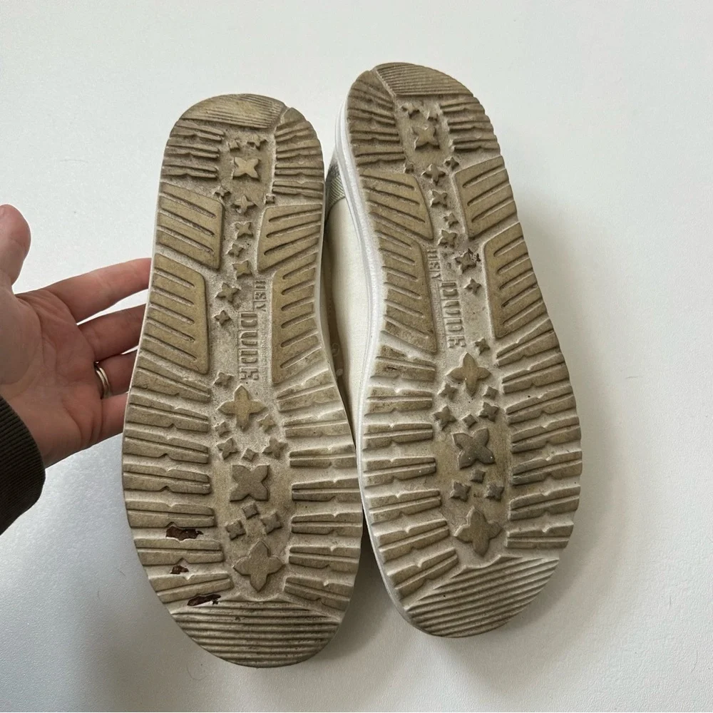Hey Dude Wally Linen Natural White Slip on Shoes Mens Size 9